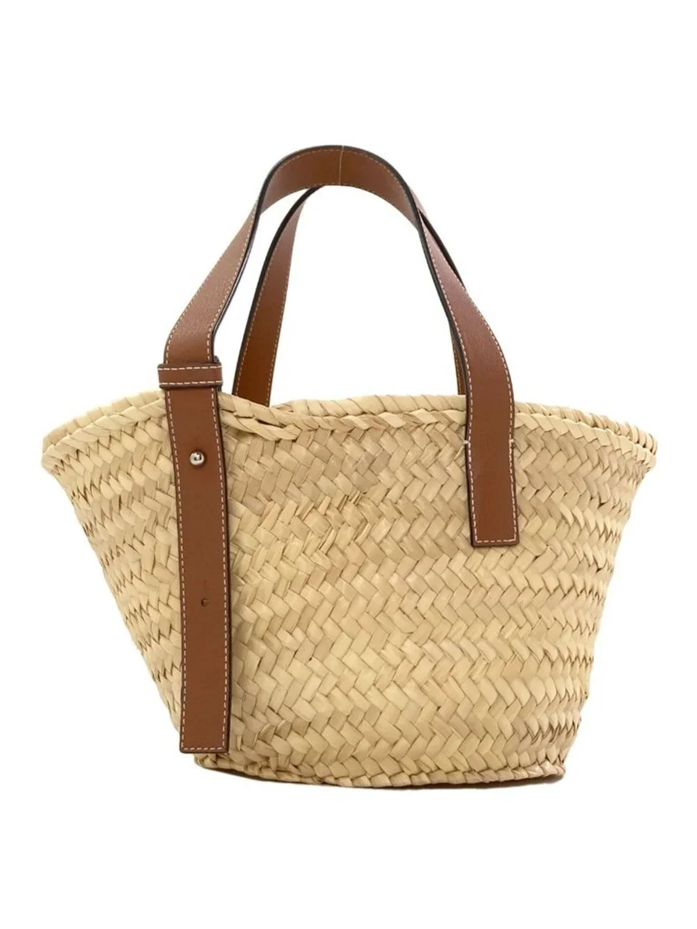 Loewe Basket Small Tote Bag Calfskin Palm Leaf